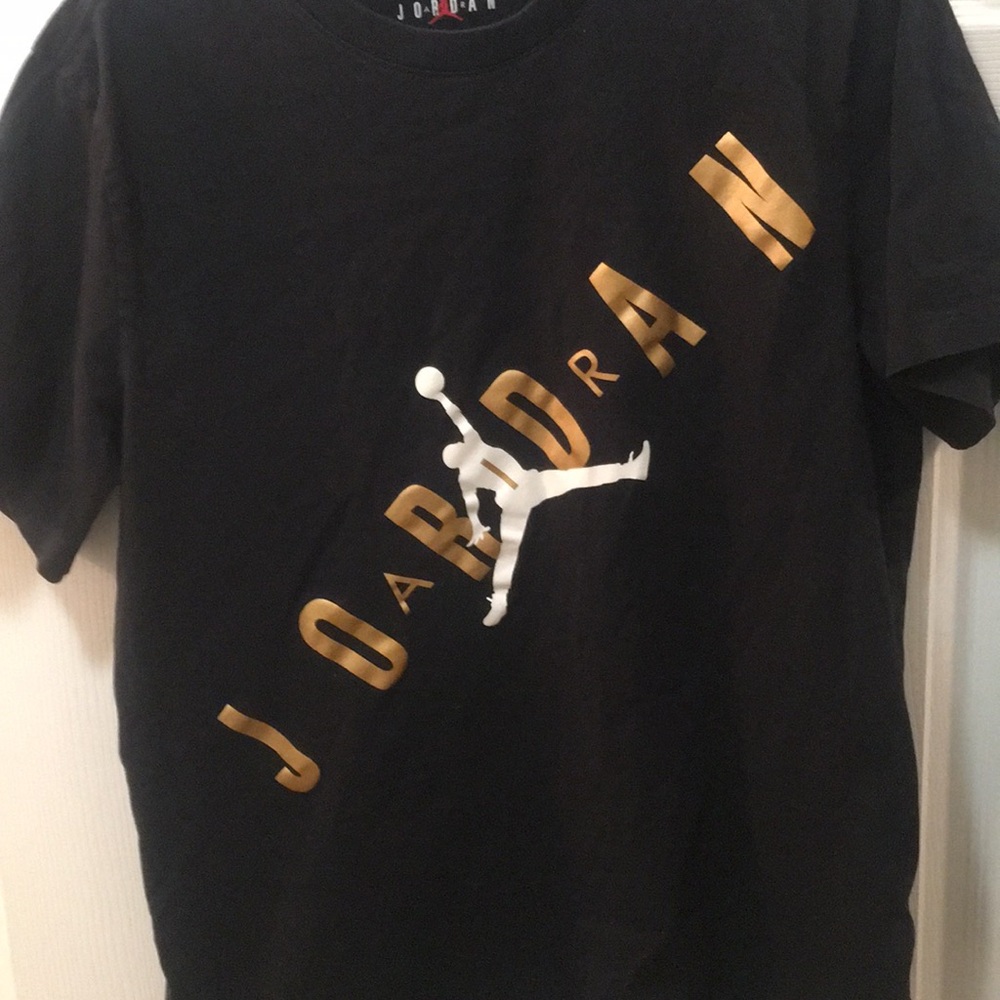 Jordan Short Sleeve T-shirt Black Gold White Large